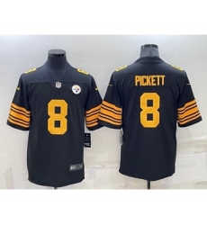 Men's Pittsburgh Steelers #8 Kenny Pickett Black Color Rush Stitched Jersey