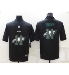 Men's Philadelphia Eagles #11 A. J. Brown Black Shadow Logo Limited Stitched Jersey