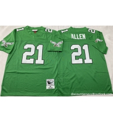Men's Philadelphia Eagles #21 Eric Allen Kelly Green Throwback Stitched Football Jersey