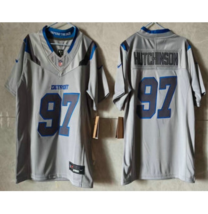 Women's Detroit Lions #97 Aidan Hutchinson Grey 2026 FUSE Rivalries Collection Limited Stitched Jersey
