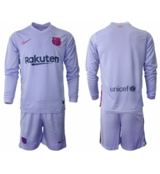Men 2021-2022 Club Barcelona Second away purple Long Sleeve blank Soccer Jersey