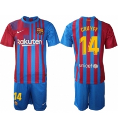 Men 2021-2022 Club Barcelona home blue 14 Nike Soccer Jersey