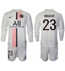 Men 2021-2022 Club Paris St German away white Long Sleeve 23 Soccer Jersey