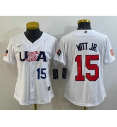 Womens USA Baseball #15 Bobby Witt Jr Number 2023 White World Classic Replica Stitched Jersey