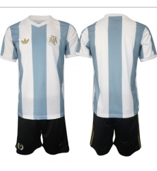 Men's Argentina Blank White Blue 2024-25 50th Anniversary Home Soccer Jersey Suit