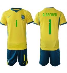 Men's Brazil #1 A.BECKER National Team FIFA x World Cup 2026 Home On Field Jersey