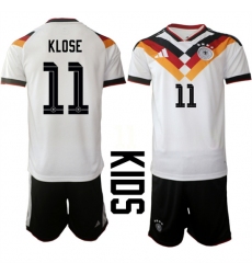 Youth Germany #11 KLOSE National Team FIFA x World Cup 2026 Home White On Field Kids Jersey