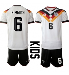 Youth Germany #6 KIMMICH National Team FIFA x World Cup 2026 Home White On Field Kids Jersey