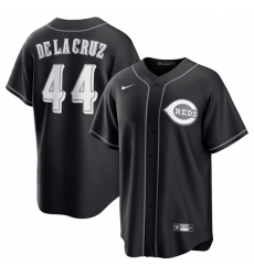 Men's Cincinnati Reds #44 Elly De La Cruz Black Lights Out Limited Stitched Baseball Jersey