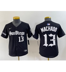Youth San Diego Padres #13 Manny Machado Black Gothic Edition Vapor Limited Stitched Baseball Jersey