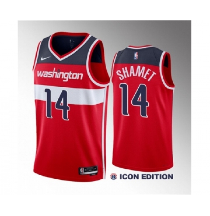 Men's Washington Wizards #14 Landry Shamet Red 2023 Draft Icon Edition Stitched Jersey