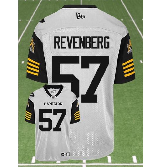 CFL Hamilton tiger cats #57 REVENBERG Crested Away White Jersey
