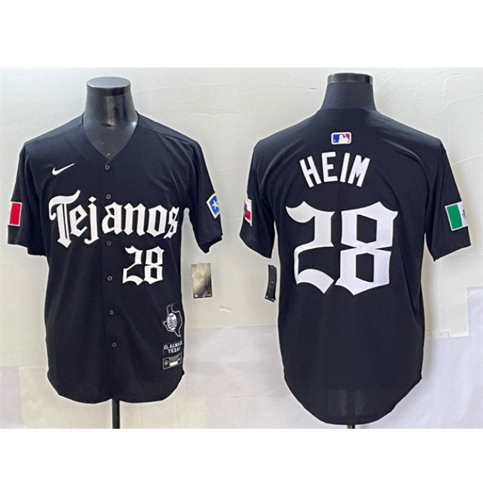 Men's Texas Rangers #28 Jonah Heim Black Gothic Mexico 2025 Vapor Premier Limited Stitched Baseball Jersey