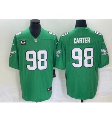 Men's Philadelphia Eagles #98 Jalen Carter Green C 2023 Vapor Limited Throwback Jersey