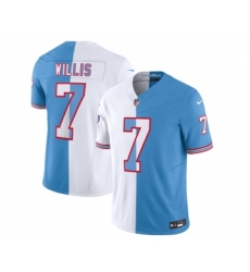 Men's Nike Tennessee Titans #7 Malik Willis White Blue 2023 F.U.S.E. Split Vapor Limited Throwback Football Stitched Jersey
