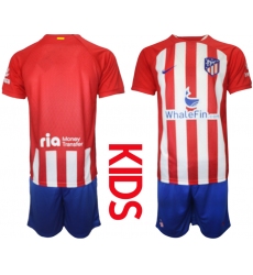 Kids Atlético de Madrid Blank 2023-24 Red Blue Home Soccer Jersey