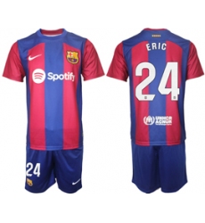 Men's Barcelona #24 Eric Blue Red 2023-24 Home Soccer Jersey
