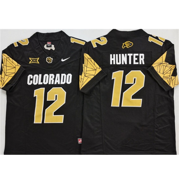Men's Colorado Buffaloes #12 Travis Hunter Black With XII 2025 F.U.S.E. Stitched Football Jersey