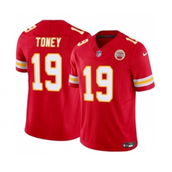Men's Nike Kansas City Chiefs #19 Kadarius Toney Red 2023 F.U.S.E. Vapor Untouchable Limited Football Stitched Jersey Men's Nike Kansas City Chiefs #19 Kadarius Toney Red 2023 F.U.S.E. Vapor Untouchable Limited Football Stitched Jersey