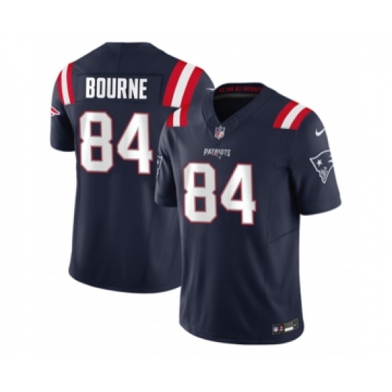 Men's Nike New England Patriots #84 Kendrick Bourne Navy 2023 F.U.S.E. Vapor Limited Football Stitched Jersey Men's Nike New England Patriots #84 Kendrick Bourne Navy 2023 F.U.S.E. Vapor Limited Football Stitched Jersey