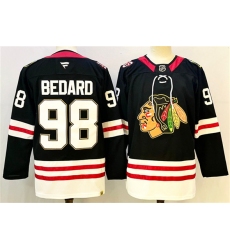 Men's Chicago Blackhawks #98 Connor Bedard Black Stitched Hockey Jersey
