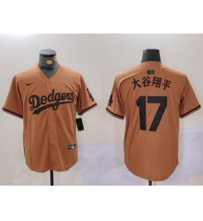 Men's Los Angeles Dodgers #17 太谷翔平 Brown Cool Base Stitched Baseball Jerseys
