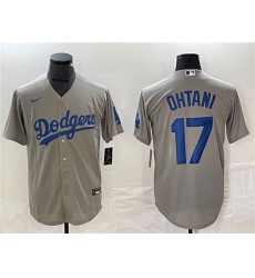 Men's Los Angeles Dodgers #17 Shohei Ohtani Gray Cool Base Stitched Jersey