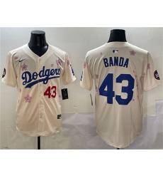 Men's Los Angeles Dodgers #43 Anthony Banda Cream 2025 Tokyo Series Limited Stitched Baseball Jersey