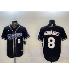 Mens Los Angeles Dodgers #8 Enrique Hernández Black Cool Base Stitched Baseball Jersey