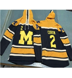 Men's Michigan Wolverines #2 Blake Corum Navy Blue Ageless Must Have Lace Up Pullover Hoodie