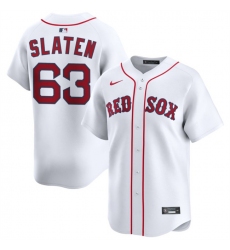 Men's Boston Red Sox #63 Justin Slaten White 2025 Home Limited Stitched Baseball Jersey