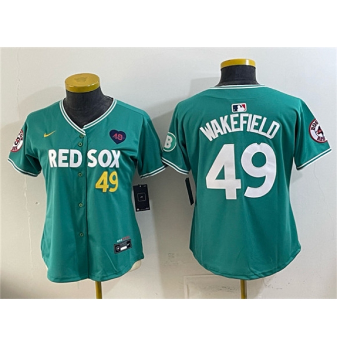 Youth Boston Red Sox #49 Tim Wakefield Memorial Green 2025 City Connect Limited Stitched Baseball Jersey