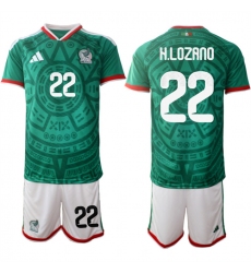 Men's Mexico #22 Hirving Lozano Green 2025-26 Home Soccer Jersey Suit
