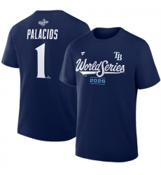 Men's Tampa Bay Rays #1 Richie Palacios Navy 2026 World Series Name & Number T-Shirt