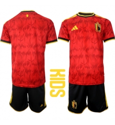 Youth Belgium Blank National Team FIFA x World Cup 2026 Home Red On Field Kids Jersey