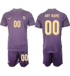 Men's England Custom 2024-25 Purple Away Soccer Jersey Suit
