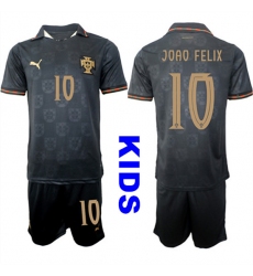 Youth Portugal #10 JOAO FELIX National Team FIFA x World Cup 2026 Away Gray On Eusebio special edition Kids Jersey