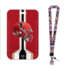 Atlanta Falcons  ID Stickers Badge Holder with Lanyard, Hard Plastic Key Card Work Badge Sleeve for Office, School, Factory, ID Credit Cards, Proximity Key