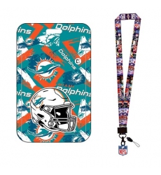Miami dolphin  ID Stickers Badge Holder with Lanyard, Hard Plastic Key Card Work Badge Sleeve for Office, School, Factory, ID Credit Cards, Proximity Key C