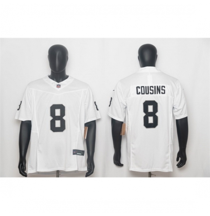 Men's Las Vegas Raiders #8 Kirk Cousins White 2026 F U S E Vapor Untouchable Limited Stitched Football Jersey