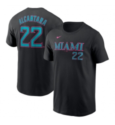 Men's Miami Marlins #22 Sandy Alcantara Black 2025 City Connect Name & Number T-Shirt