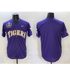 Men's LSU Tigers Blank Purple 2025 World Series & SEC Patch Stitched Baseball Jersey