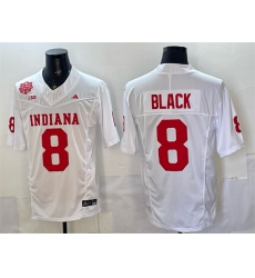 Men's Indiana Hoosiers #8 Kaelon Black White F.U.S.E. 2025 National Champions Patch Stitched Football Jersey