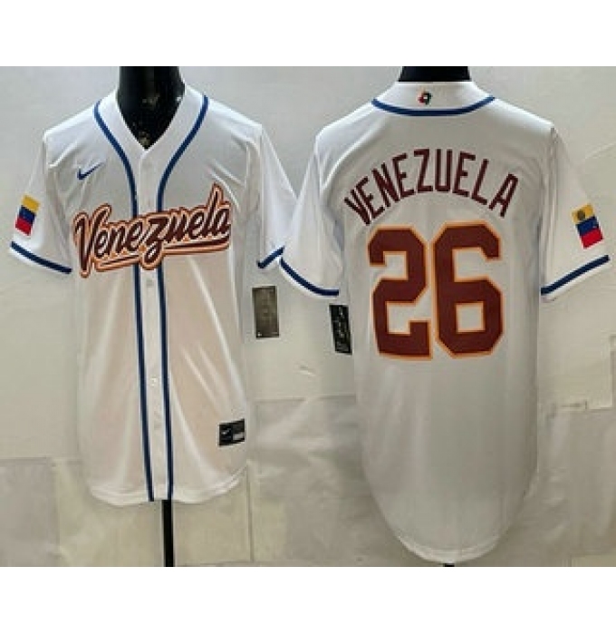 Men's Venezuela #26 Venezuela White 2026 World Baseball Classic Cool Base Jersey