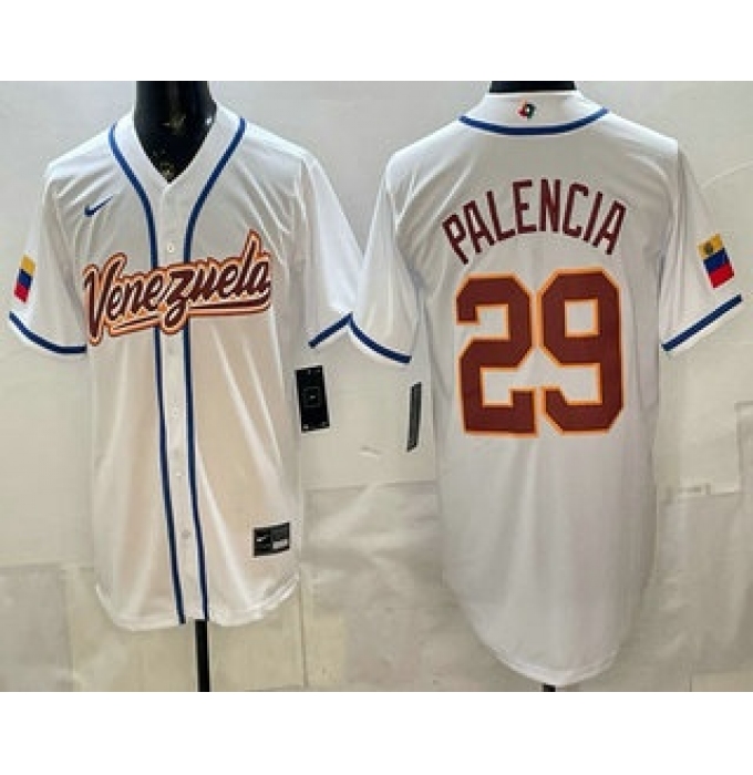 Men's Venezuela #29 Daniel Palencia White 2026 World Baseball Classic Cool Base Jersey