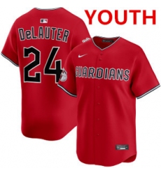 Youth cleveland guardians #24 chase delauter red cool base stitched baseball jersey