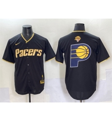 Men's Indiana Pacers Team Big Logo Black Gold 2025 Finals Vapor Stitched Baseball Jersey