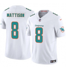 Men's Miami Dolphins #8 Alexander Mattison White 2025 F.U.S.E. Vapor Limited Football Stitched Jersey