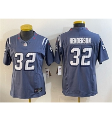 Youth New England Patriots #32 TreVeyon Henderson Navy 2025 “Rivalries” F.U.S.E Vapor Limited Football Stitched Jersey