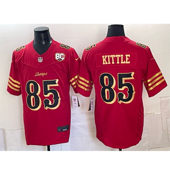 Men's San Francisco 49ers #85 George kittle Red Gold 80th Anniversary“Rivalries” 2026 F.U.S.E. Vapor Untouchable Limited Football Stitched Jersey